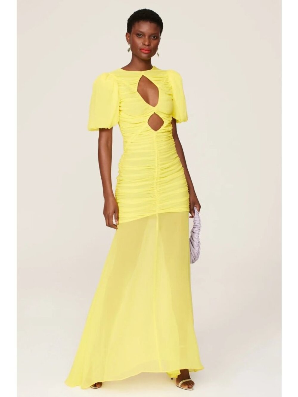 De La Vali Women's 14 OLYMPIA MAXI DRESS IN YELLOW CREPE